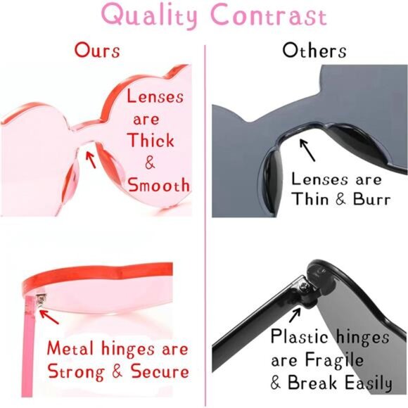 Oversized Heart Rimless Sunglasses for Women - Picture 2 of 6